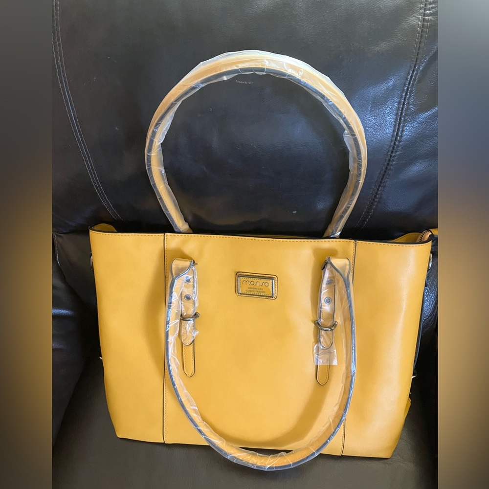 MOSISO 17” faux leather laptop bag tote